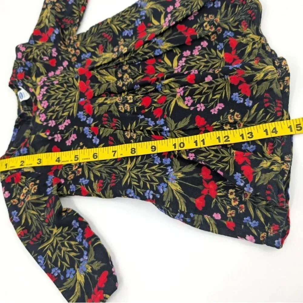 Old Navy Baby Dress Girl 3-6 M Black Floral Print 100% Cotton Ditzy